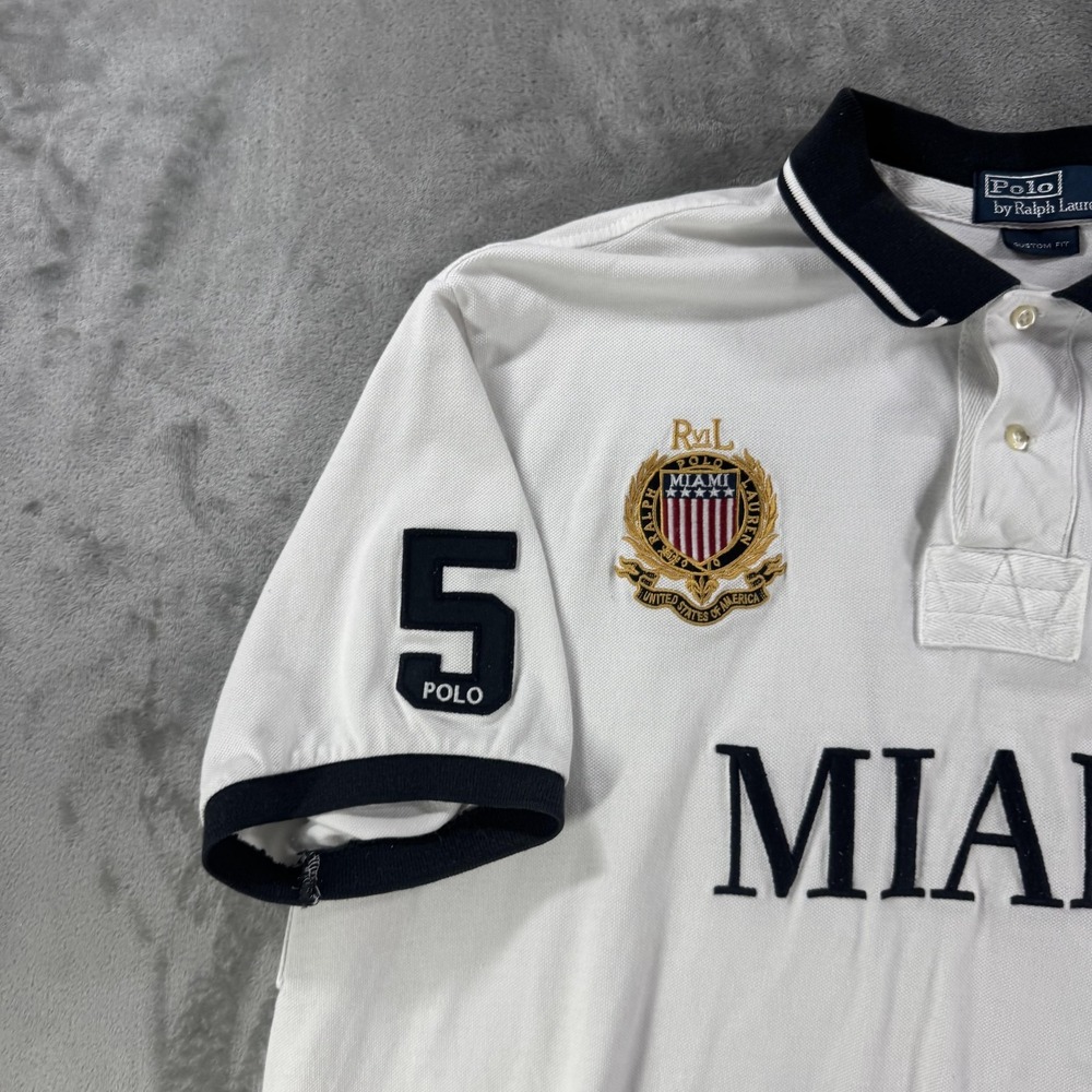 Polo Ralph Lauren Polo Shirt Mens 2XL White Miami Big Pony 5 Logo Cheif Keef - Picture 6 of 15